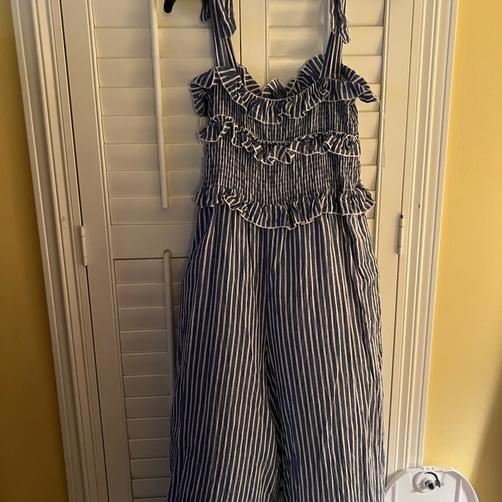 Blue/White Striped Jumpsuit